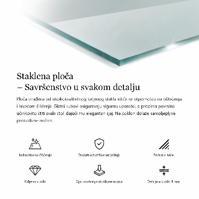 Obdélníková stolní deska průhledná