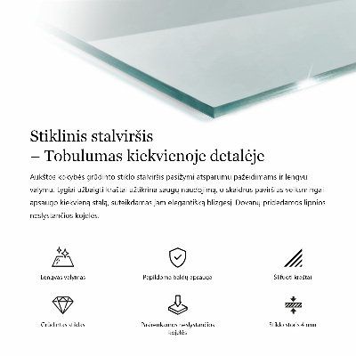 Obdélníková stolní deska průhledná