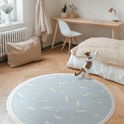 Kulatý vinylový koberec Bílý posyp na modrém pozadí