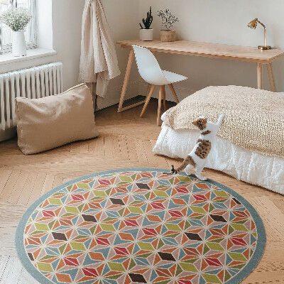Kulatý vinylový koberec Pastelový geometrický vzor