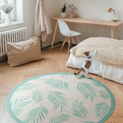 Kulatý vinylový koberec Palmové větvičky tropické listy