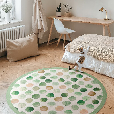 Kulatý vinylový koberec Akvarelové tečky malované kroužky boho