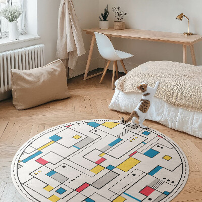 Kulatý vinylový koberec Barevná abstrakce linií