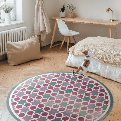 Kulatý vinylový koberec Geometrické hvězdičky drobná mozaika