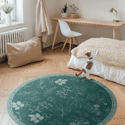 Kulatý vinylový koberec Jemné rostliny