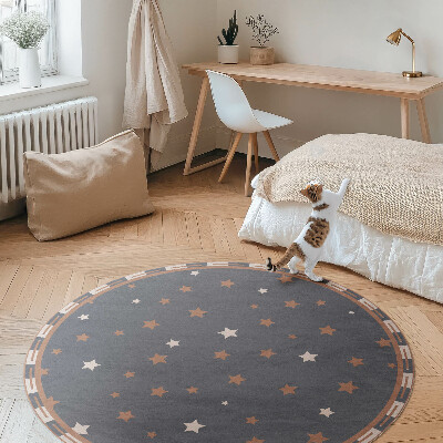 Kulatý vinylový koberec Pastelové hvězdičky na tmavém pozadí