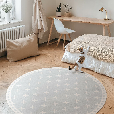 Kulatý vinylový koberec Jasné křížky minimalistický vzor
