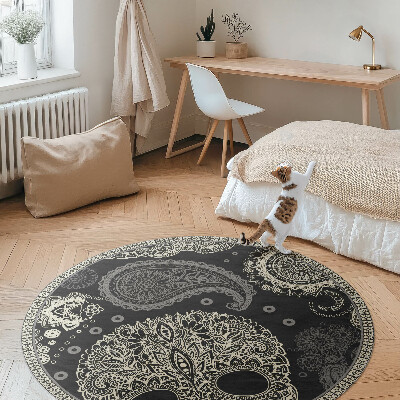 Kulatý vinylový koberec Dekorativní lebka