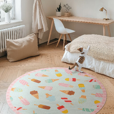 Kulatý vinylový koberec Sladké zmrzlinové kornouty