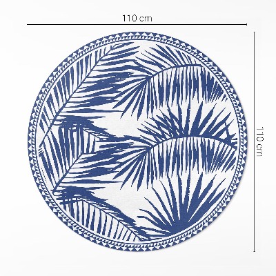 Kulatý vinylový koberec Tropické listy monochromatická ilustrace