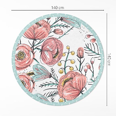 Kulatý vinylový koberec Pastelové květiny krásná jemná ilustrace
