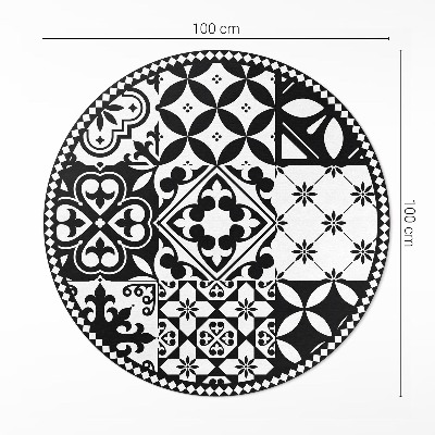 Kulatý vinylový koberec Monochromatické ozdobné dlaždice