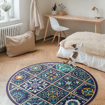 Kulatý vinylový koberec Tmavé elegantní dlaždice