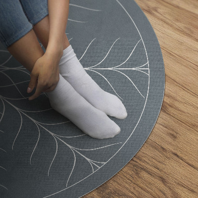 Kulatý vinylový koberec Lineární minimalistický vzor rybí kosti