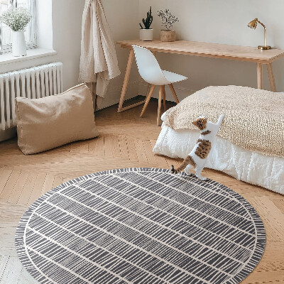 Kulatý vinylový koberec Abstrakce linií vzor drobné čárky