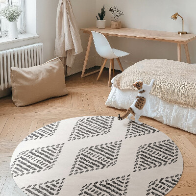Kulatý vinylový koberec Kosočtverce z čárek