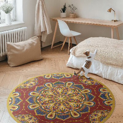 Kulatý vinylový koberec Bohatě zdobená mandala orientální vzor