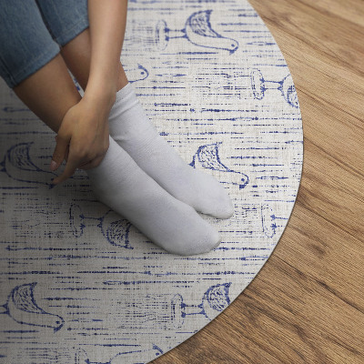 Kulatý vinylový koberec Kreslení ptáci jemný pravidelný vzor boho