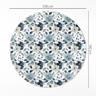 Kulatý vinylový koberec Malované květiny pravidelný vzor floral