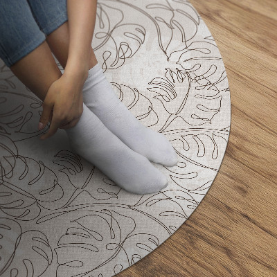 Kulatý vinylový koberec Minimalistické listy boho monstera
