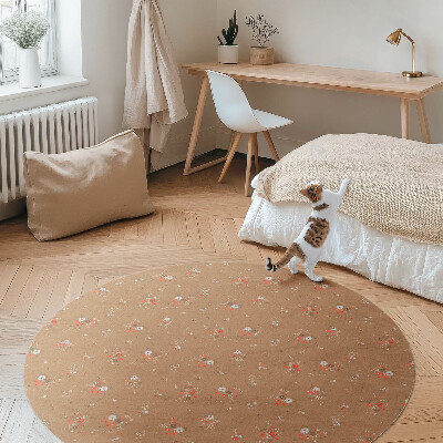 Kulatý vinylový koberec Drobná polní kvítka styl boho vintage