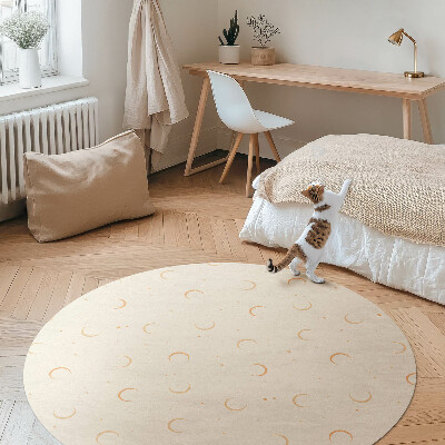 Kulatý vinylový koberec Drobný měsíc a hvězdy boho vesmír