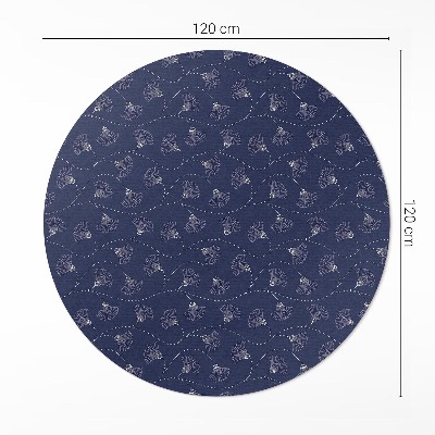 Kulatý vinylový koberec Listy jinanu ve stylu boho vintage