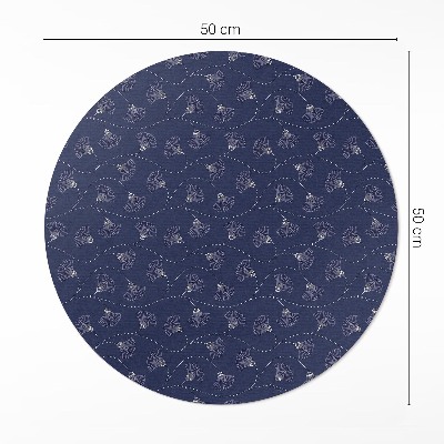 Kulatý vinylový koberec Listy jinanu ve stylu boho vintage