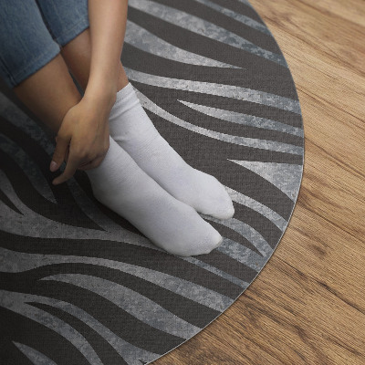 Kulatý vinylový koberec Zebra vzor nepravidelné pruhy