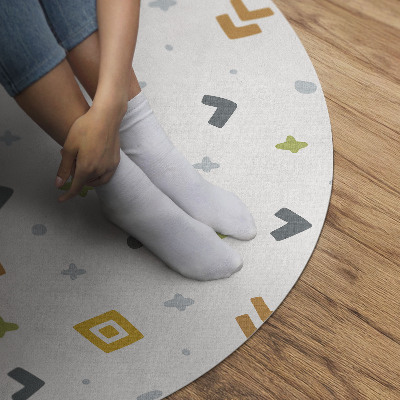 Kulatý vinylový koberec Pastelové ikony a tvary styl boho