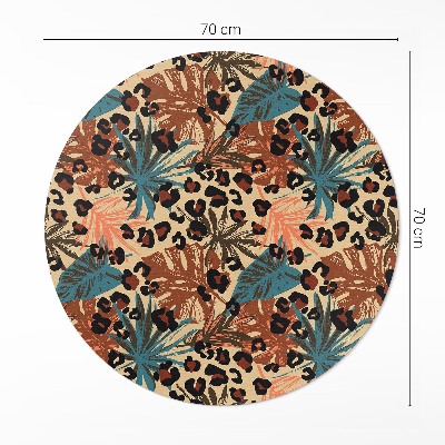 Kulatý vinylový koberec Tropické listy vzor leopard džungle