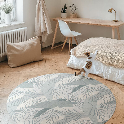 Kulatý vinylový koberec Jemné větvičky na světlém pozadí