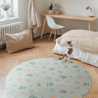 Kulatý vinylový koberec Malé větvičky rostlinné motivy boho