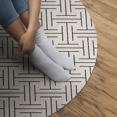Kulatý vinylový koberec Pravidelné linie minimalistický labyrint
