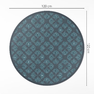 Kulatý vinylový koberec Čtyřlístky geometrický vzor