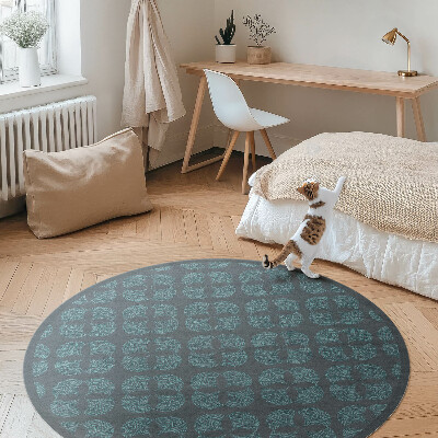 Kulatý vinylový koberec Čtyřlístky geometrický vzor