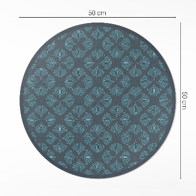Kulatý vinylový koberec Čtyřlístky geometrický vzor