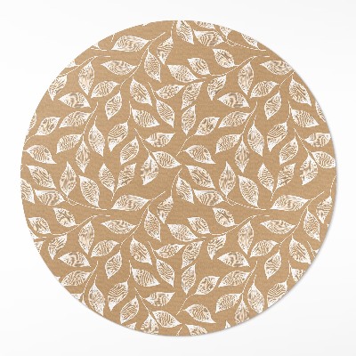 Kulatý vinylový koberec Boho lineární větvičky s listy