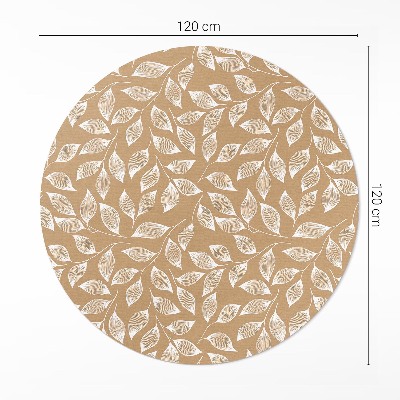 Kulatý vinylový koberec Boho lineární větvičky s listy