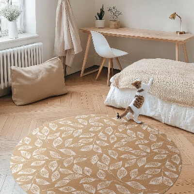 Kulatý vinylový koberec Boho lineární větvičky s listy