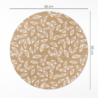 Kulatý vinylový koberec Boho lineární větvičky s listy