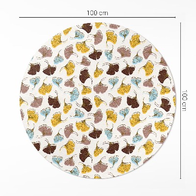 Kulatý vinylový koberec Pastelové listy jinanu ilustrace boho