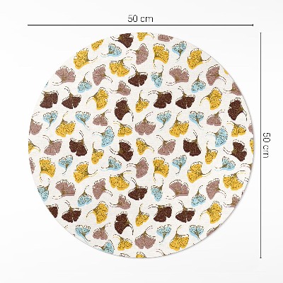 Kulatý vinylový koberec Pastelové listy jinanu ilustrace boho