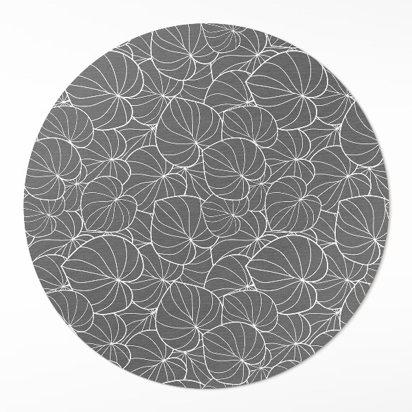 Kulatý vinylový koberec Lineární listy design boho