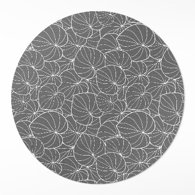 Kulatý vinylový koberec Lineární listy design boho