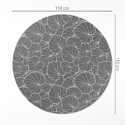 Kulatý vinylový koberec Lineární listy design boho