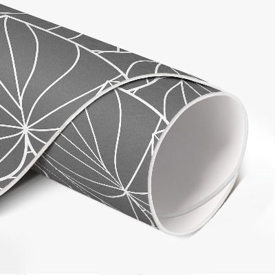Kulatý vinylový koberec Lineární listy design boho