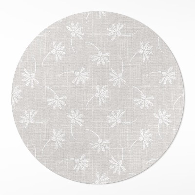Kulatý vinylový koberec Jemné boho sedmikrásky na látce