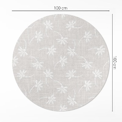 Kulatý vinylový koberec Jemné boho sedmikrásky na látce