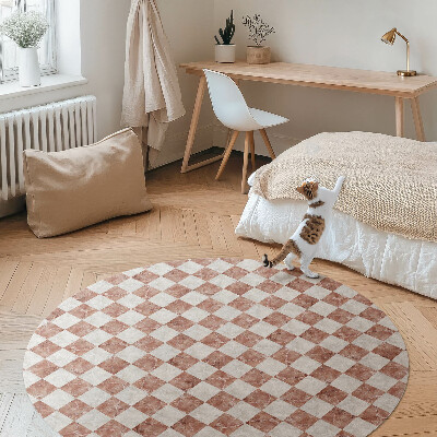 Kulatý vinylový koberec Mramorová šachovnice kamenná mozaika